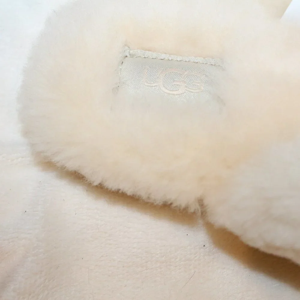 NIB UGG FLUFF FLIP FLOP NATURAL SANDAL SLIPPERS - Picture 5 of 8